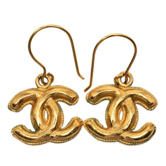 CHANEL Jewelry - CHANEL Vintage Gold Logo Earrings